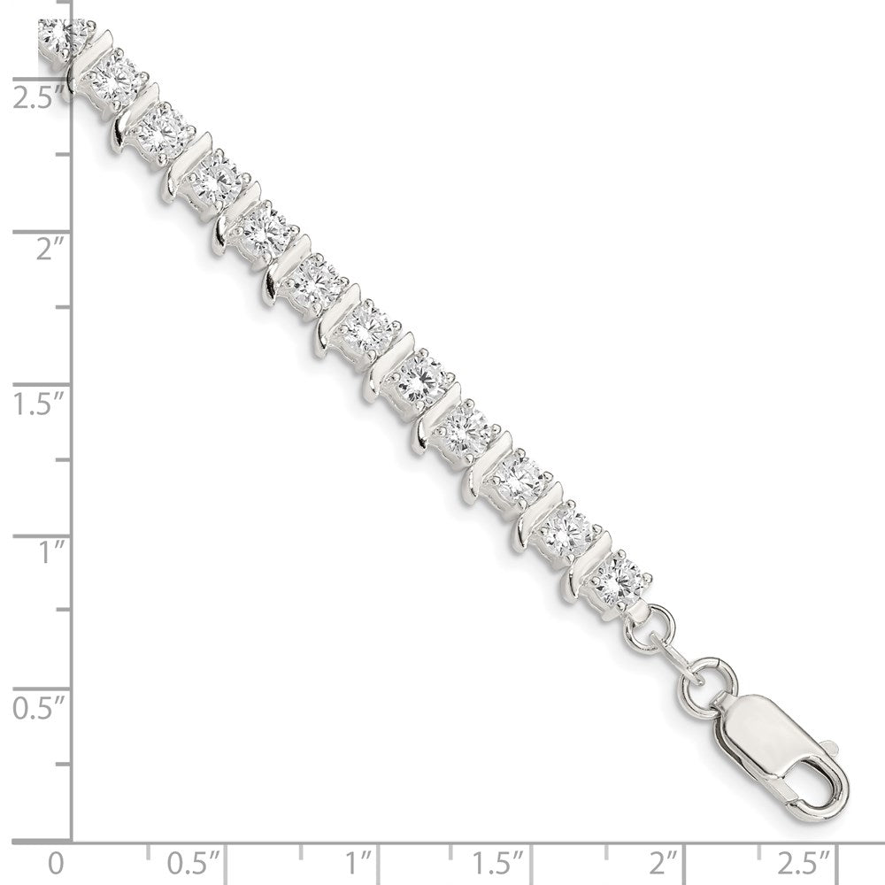 Sterling Silver CZ Fancy Polished Bracelet 7 inches