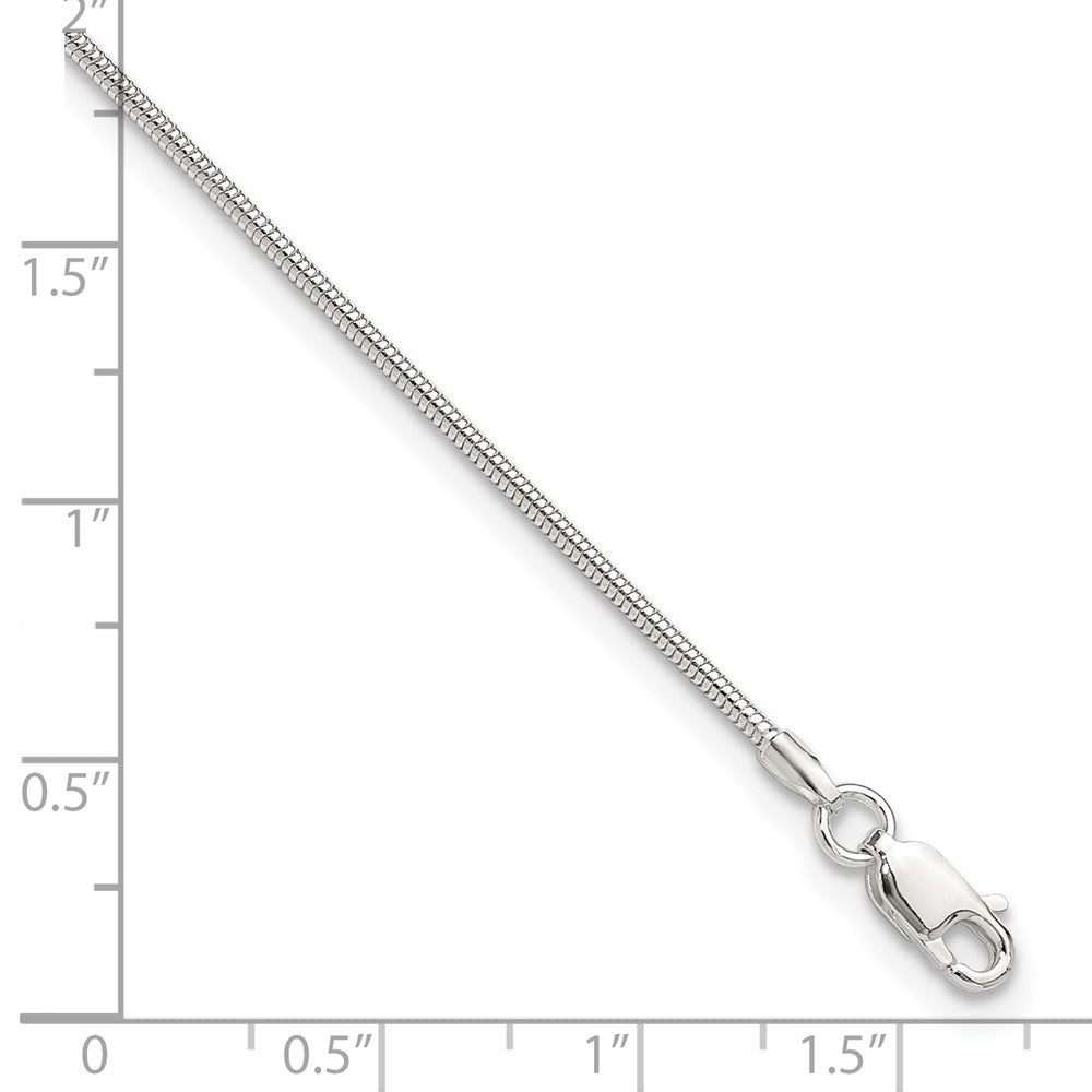 Sterling Silver 1.5mm Round Snake Chain 9in Plus 1in ext. Anklet 9 inches