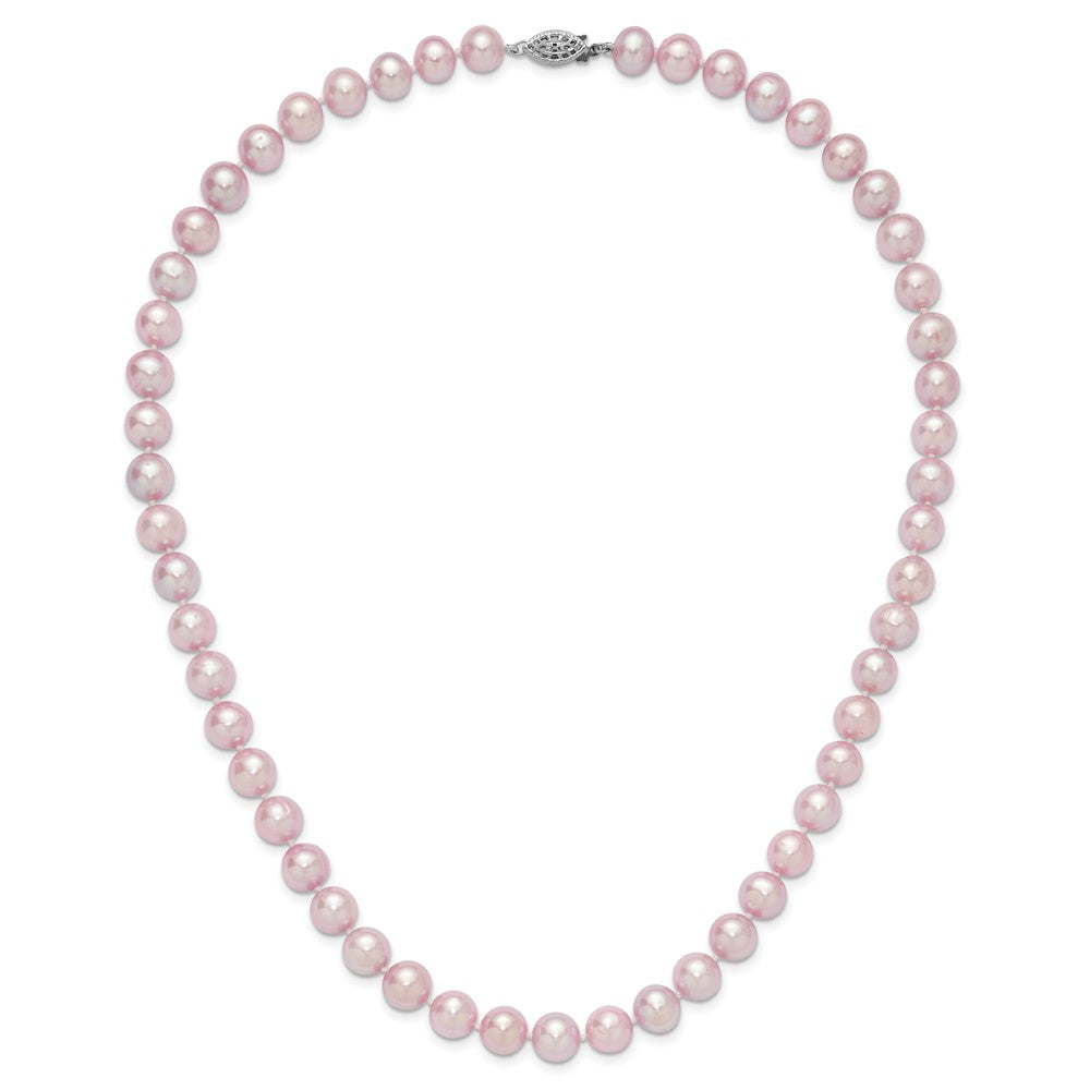 Sterling Silver Rhodium-plated 9-10mm Purple Near-Round Freshwater Cultured Pearl 20 inch Necklace 20 Inches