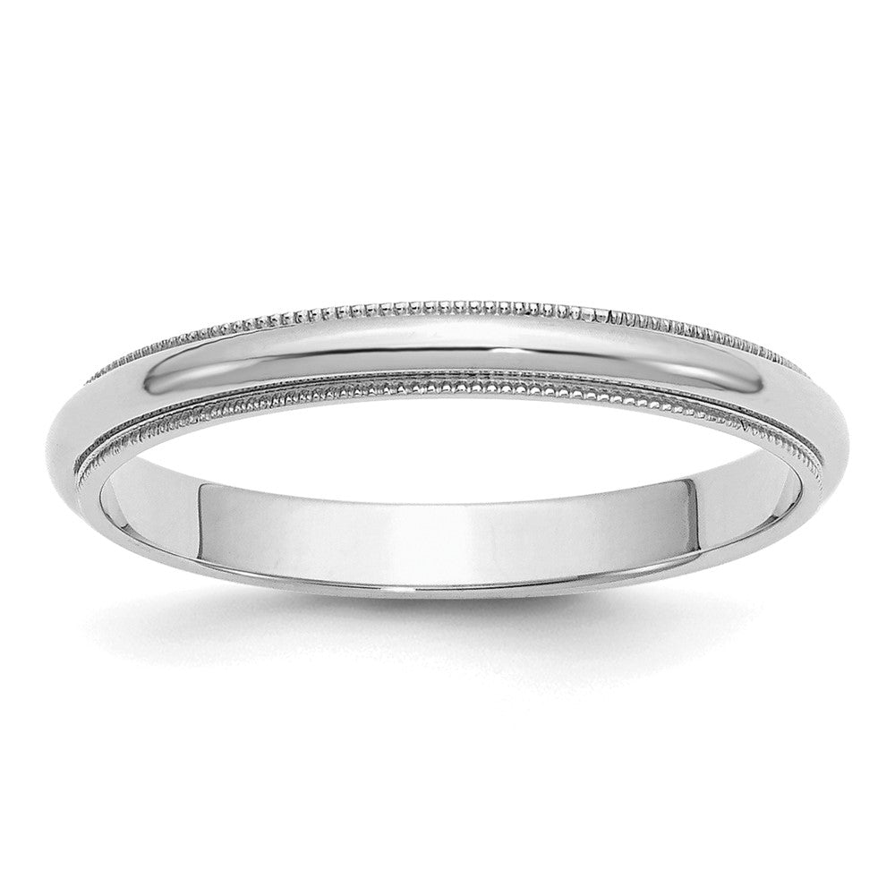 Sterling Silver Rhodium-plated 3mm Half Round Milgrain Size 7 Band