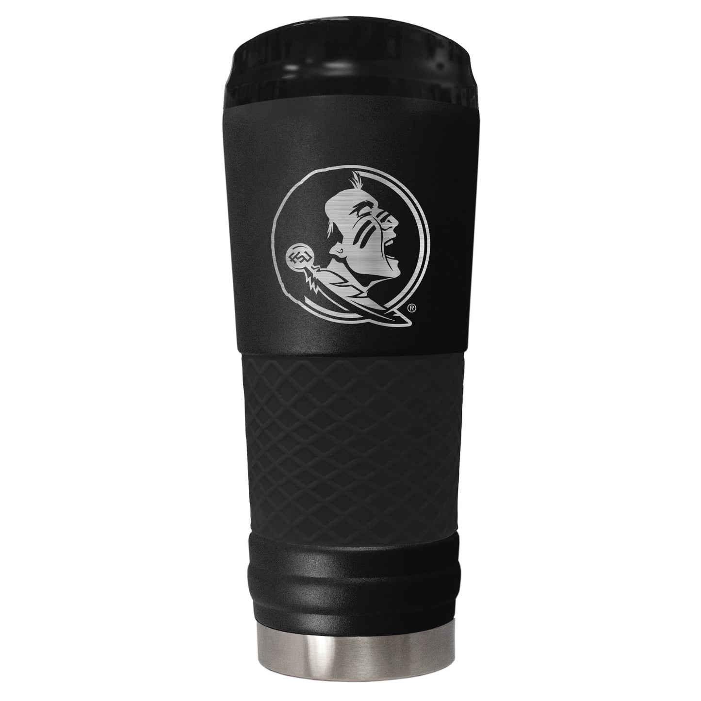 Florida State 24 ounce vacuum insulated stainless steel tumbler in black powder coat and laser etched team logo