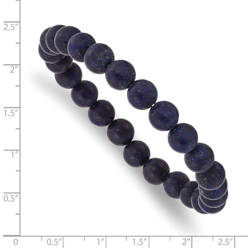 Lapis Agate Beaded Stretch Bracelet 6.75 inches