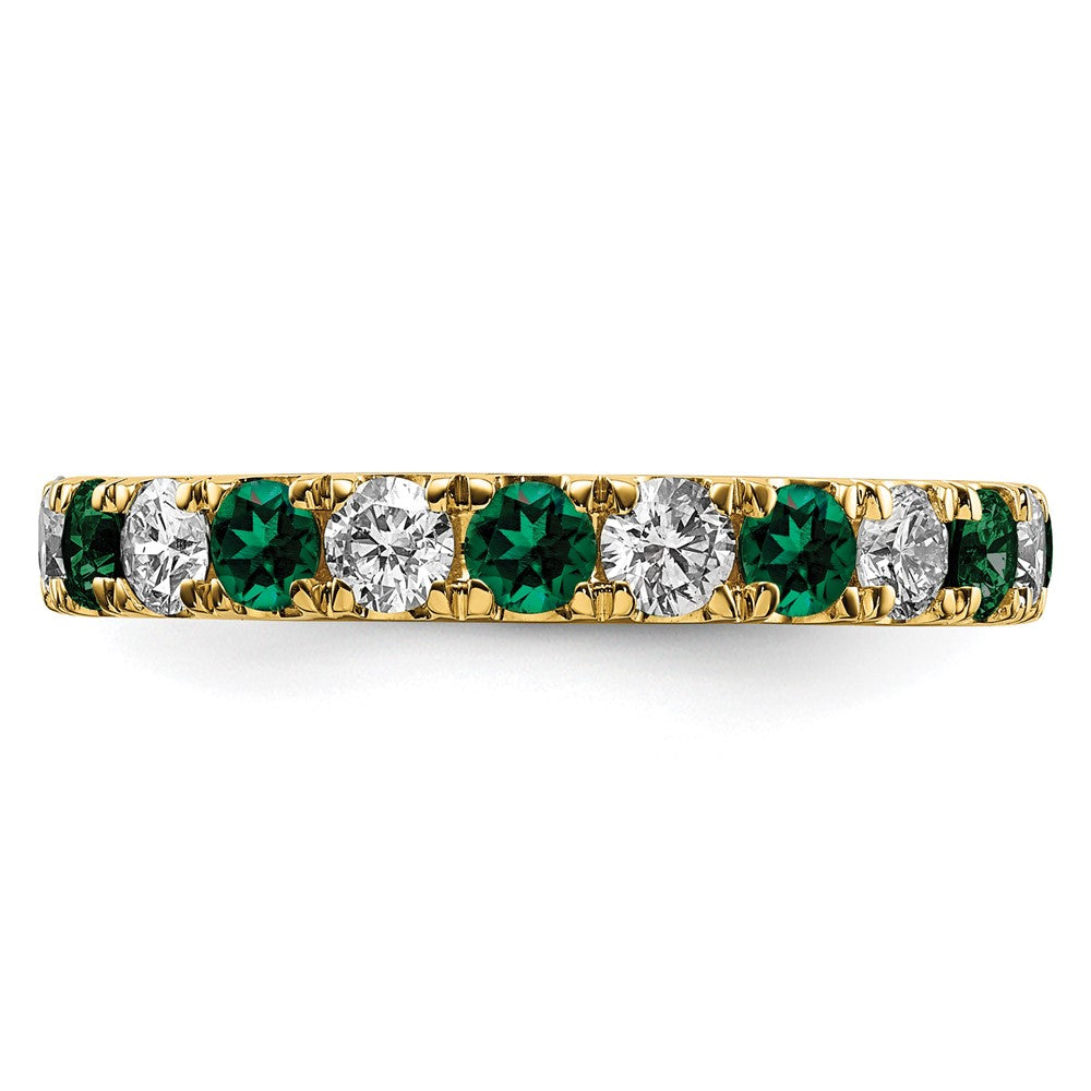 14k 1 carat Lab Grown Diamond VS/SI+ G+ and Lab Created Emerald Size 6 Eternity Band