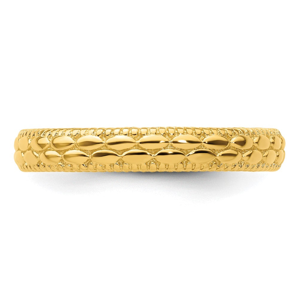 Sterling Silver Stackable Expressions Gold-plated Patterned Ring Size -9