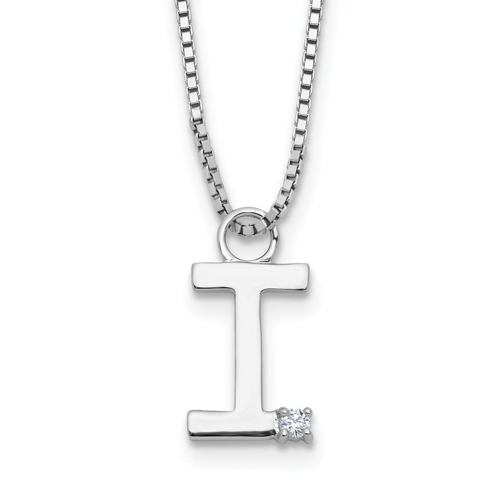 White Ice Sterling Silver Rhodium-plated 18 inch Diamond Letter I Initial Necklace plus 2 inch Extender 18 Inches