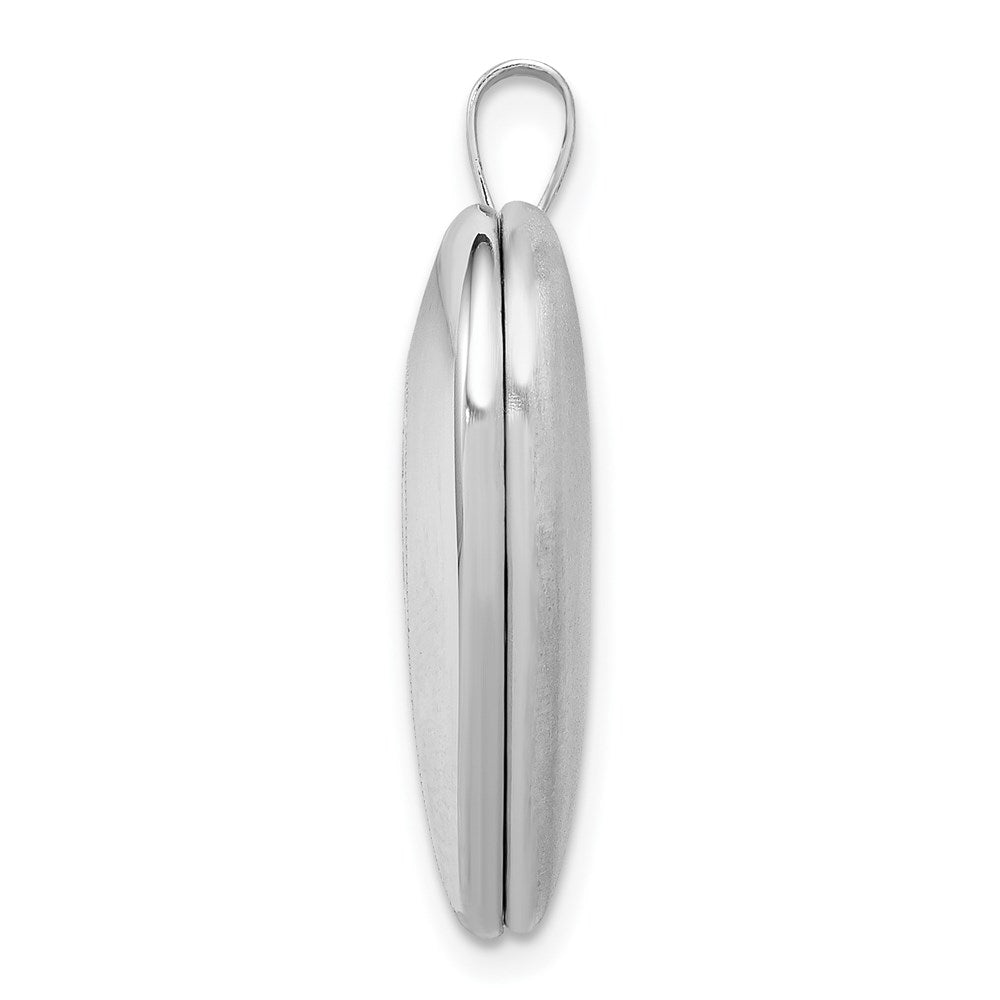 Sterling Silver Rhodium-plated 20mm Satin/Polished Cross Heart Locket