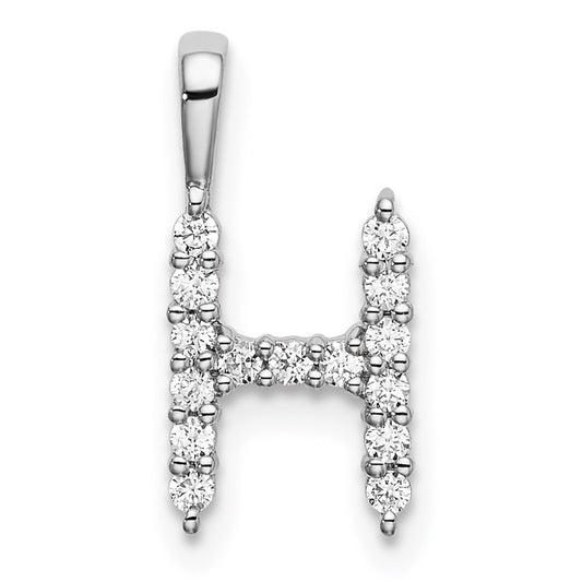 14k White Gold 1/6 carat Lab Grown Diamond VS/SI+ G+ Letter H Initial Pendant