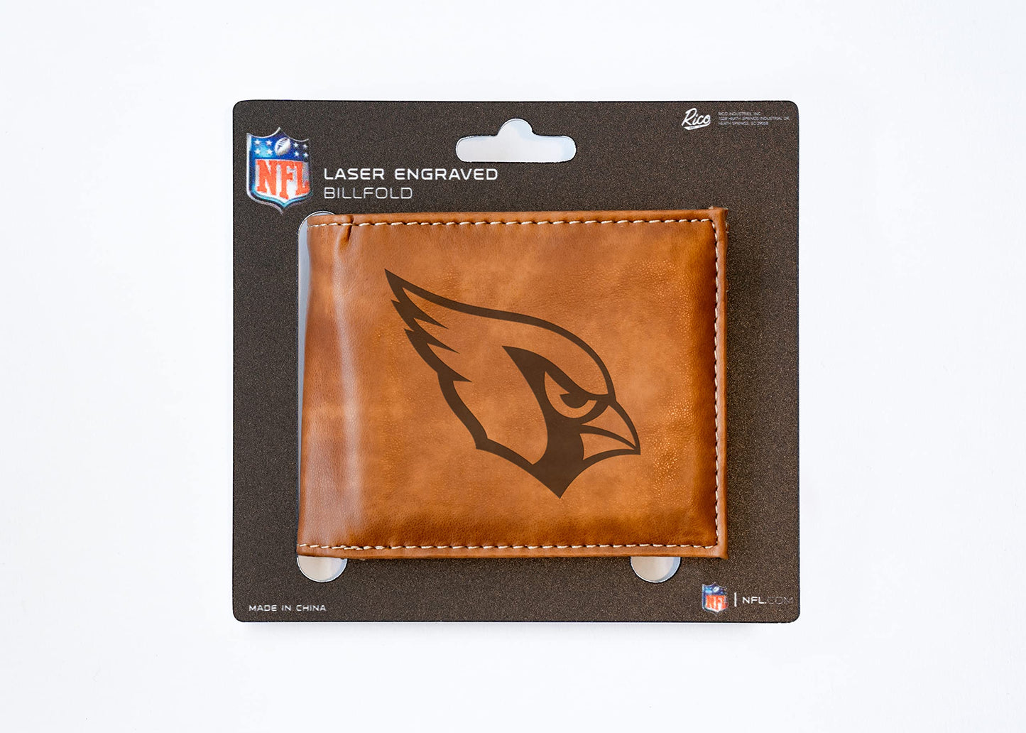 Rico Industries Football Arizona  Brown Laser Engraved Bill-fold Wallet - Slim Design - Great Gift