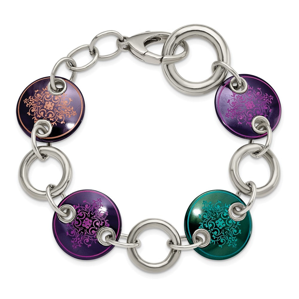 Edward Mirell Black Ti & Sterling Silver Anodized Multi Color Bracelet