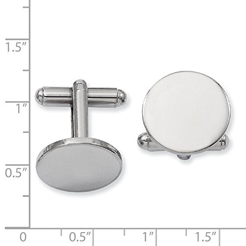 Kelly Waters Rhodium-plated Polished Round Engravable Cuff Links QGP3774