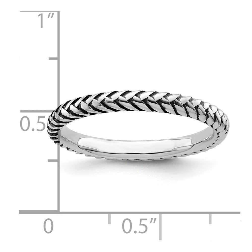 Sterling Silver Stackable Expressions Antiqued Ring Size -5