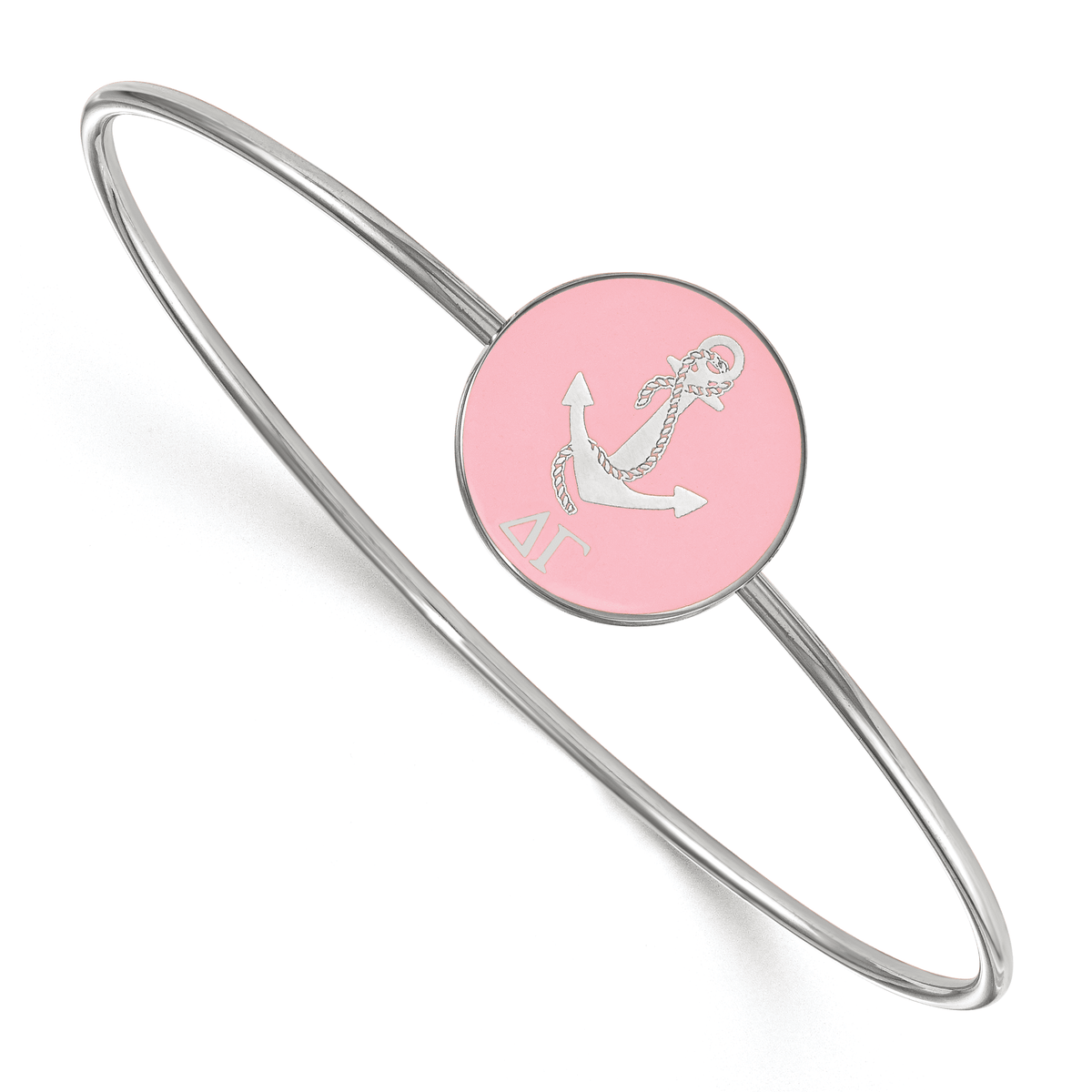 Sterling Silver Official Licensed Greek Sororities 7in Delta Gamma (??) Enameled Slip-on Bangle