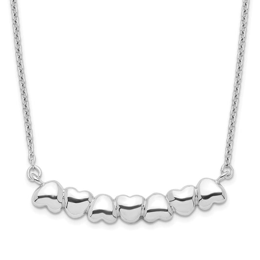 Sterling Silver Rhodium-plated w/2in ext Heart Bar Necklace 16 Inches