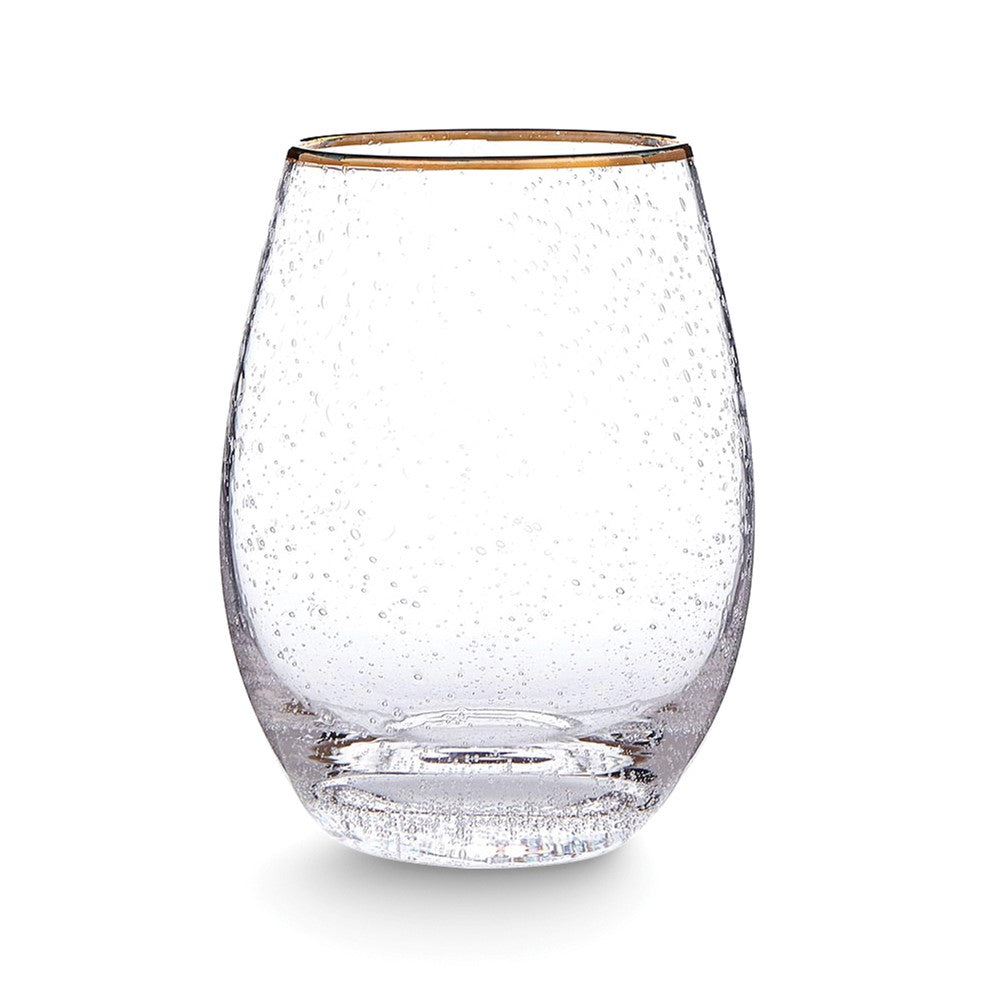 Gold-plated Rimmed Seeded 17 ounce Wine Glass