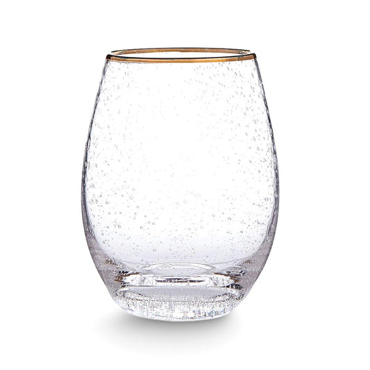 Gold-plated Rimmed Seeded 17 ounce Wine Glass