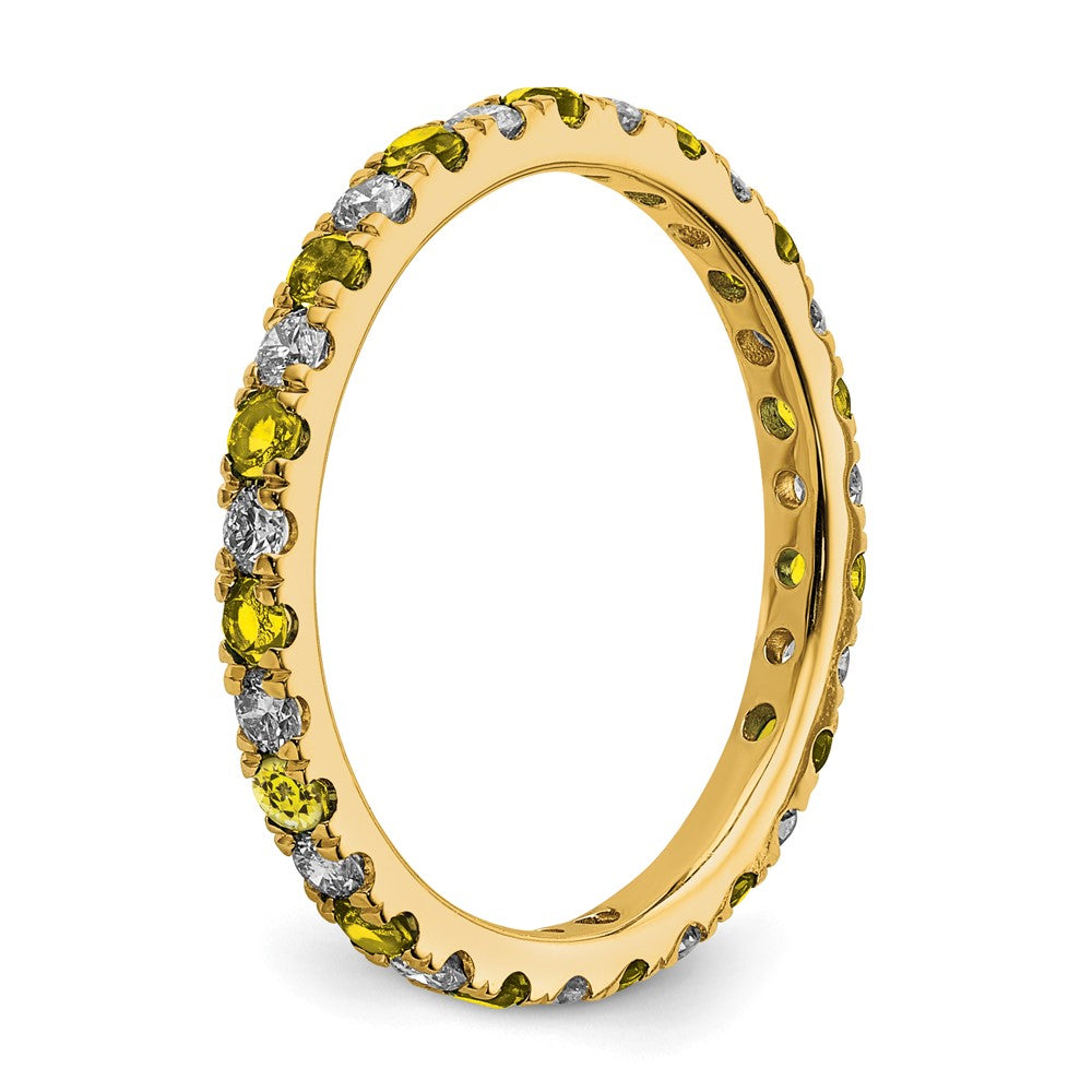 14k 3/8 carat Lab Grown Diamond VS/SI+ G+ and Lab Created Yellow Sapphire Size 4.5 Eternity Band