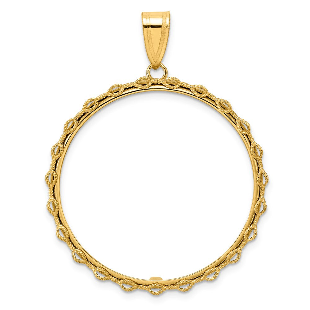 14k Polished Rope with 32.7mm Prong Coin Bezel Pendant