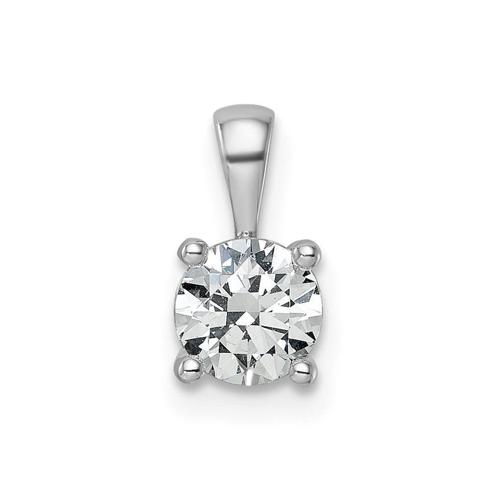 14k White Gold 3/4 carat Lab Grown Diamond VS/SI+ G+ Round Complete Four Prong Pendant