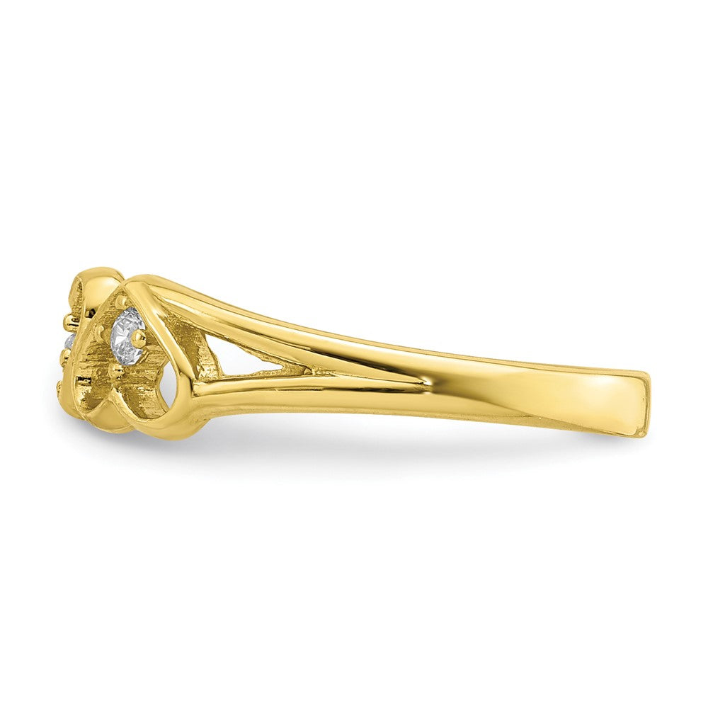 10K CZ 3-Heart Child's Ring Size 2.5