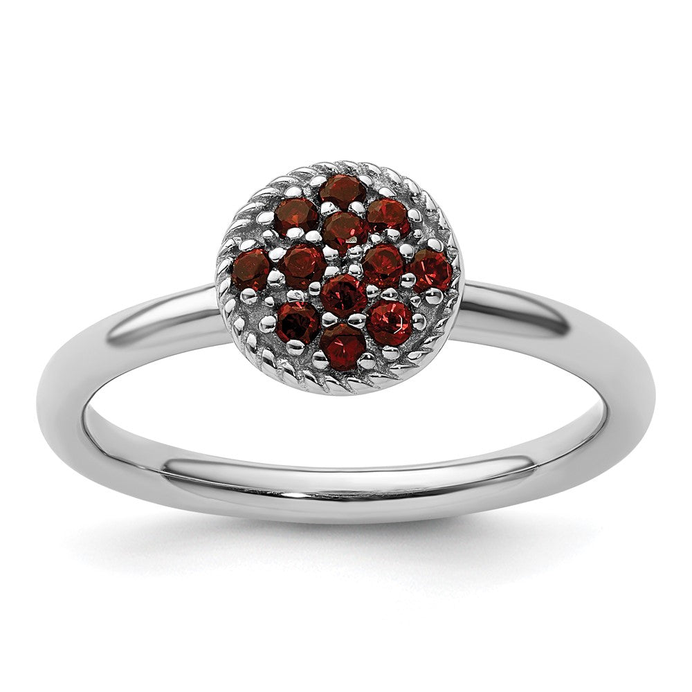 Sterling Silver Stackable Expressions Garnet Rhodium Ring Size -7