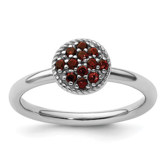 Sterling Silver Stackable Expressions Garnet Rhodium Ring Size -7