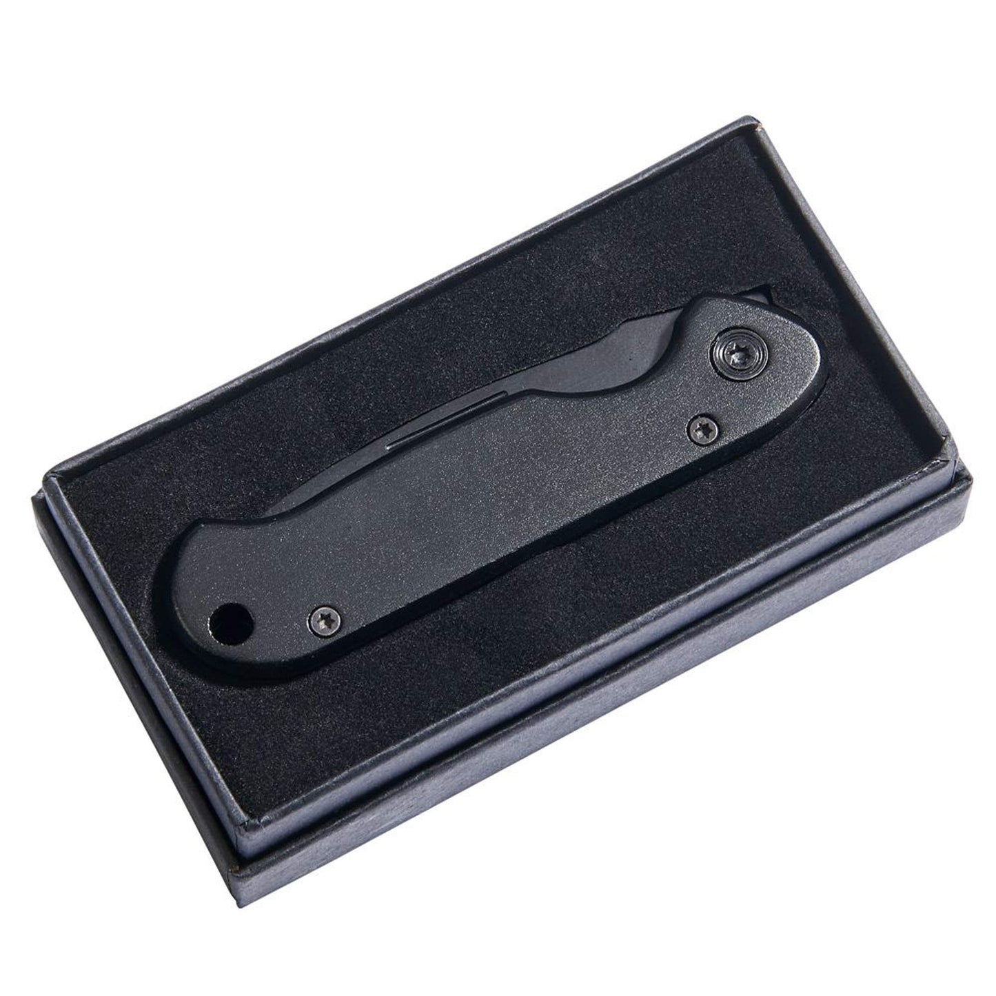 Creative Gifts International 002410 3.5 in. All Black Locking Pocket Knife Closed - Black