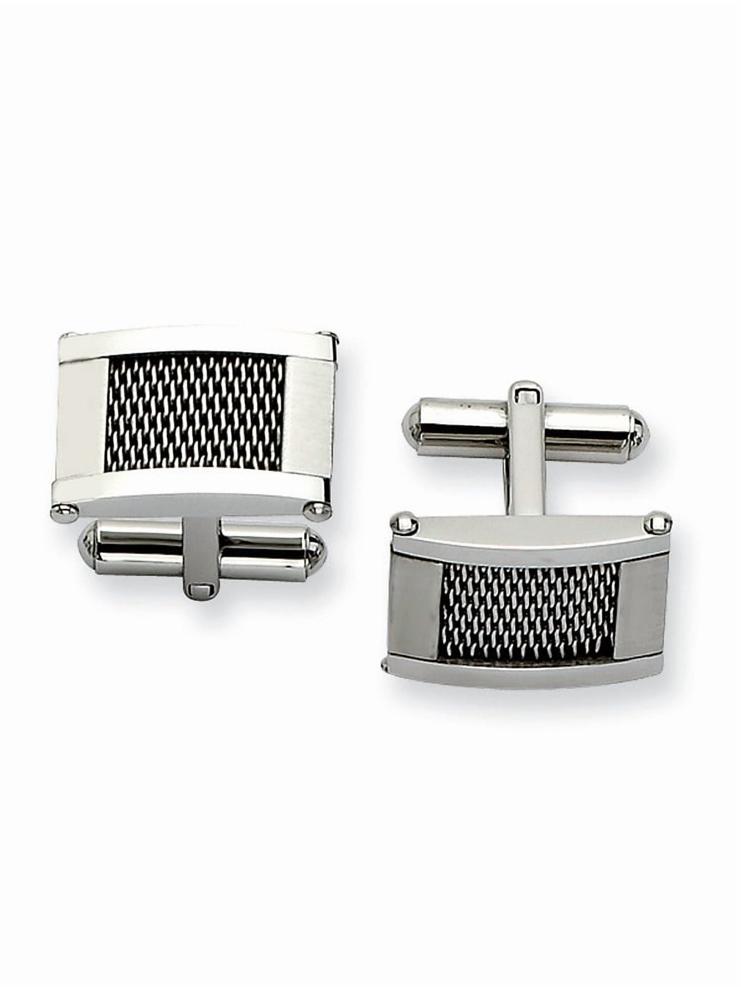 Stainless Steel Wire Brushed and Polished Cuff Links