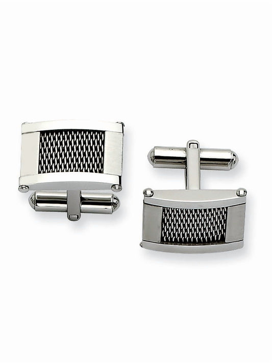 Stainless Steel Wire Brushed and Polished Cuff Links