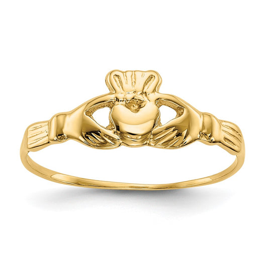 10K Small Sized Polished Claddagh Ring