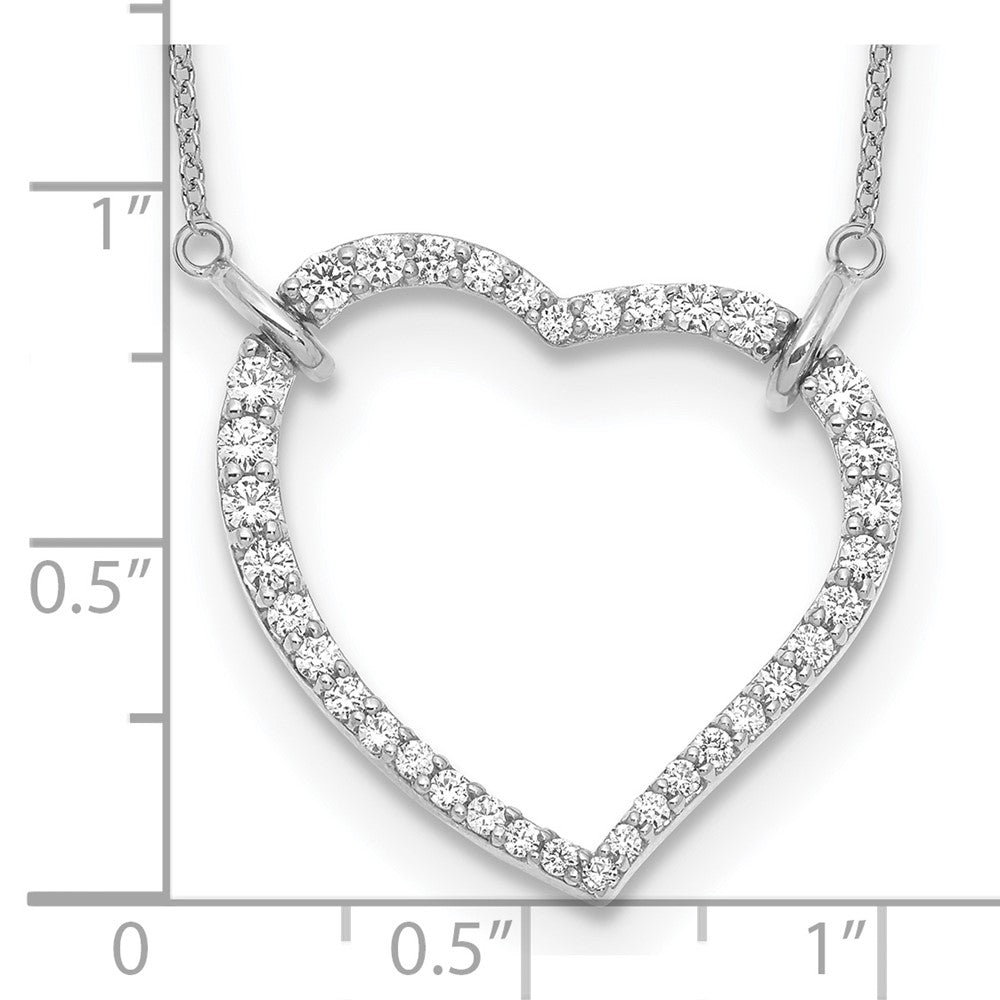 True Origin 14k White Gold 3/4 carat Lab Grown Diamond VS DEF 18 inch Open Heart Pendant Necklace