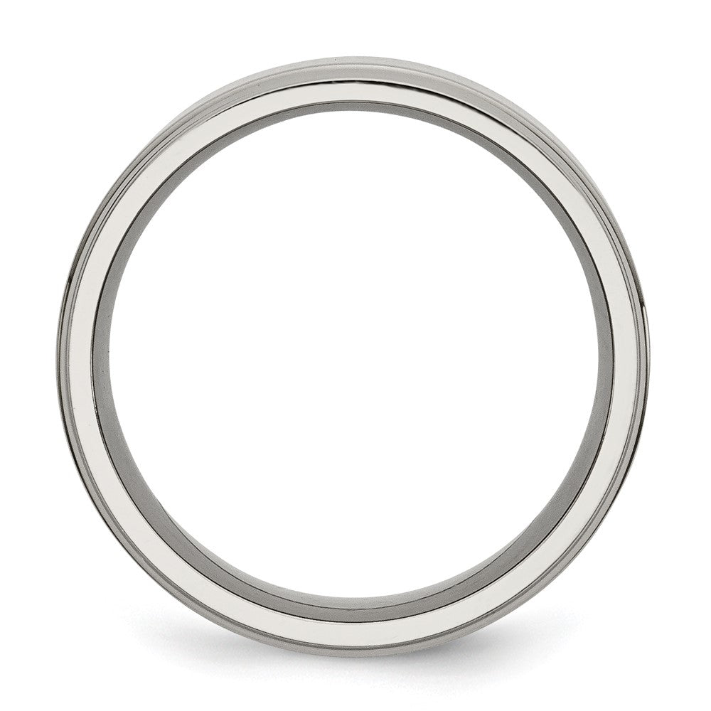 Titanium Polished 8mm Ridged Edge Band Size - 12