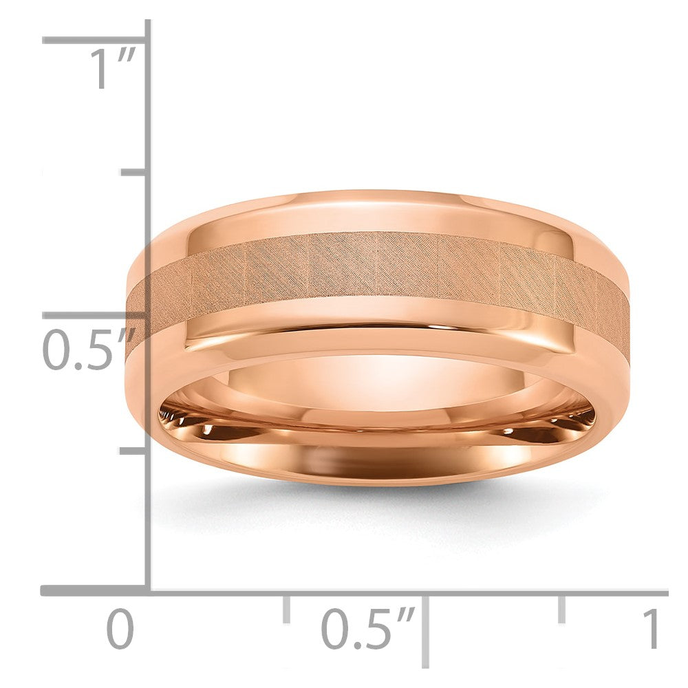 Chisel Titanium Polished Rose IP-plated Brushed Center 8mm Band Size - 9