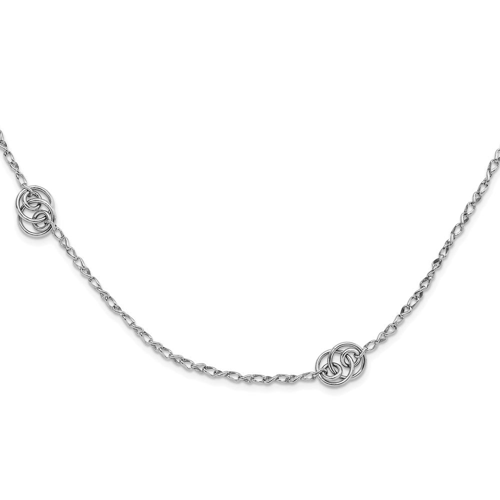 Sterling Silver Rhodium-plated Oval Link Necklace