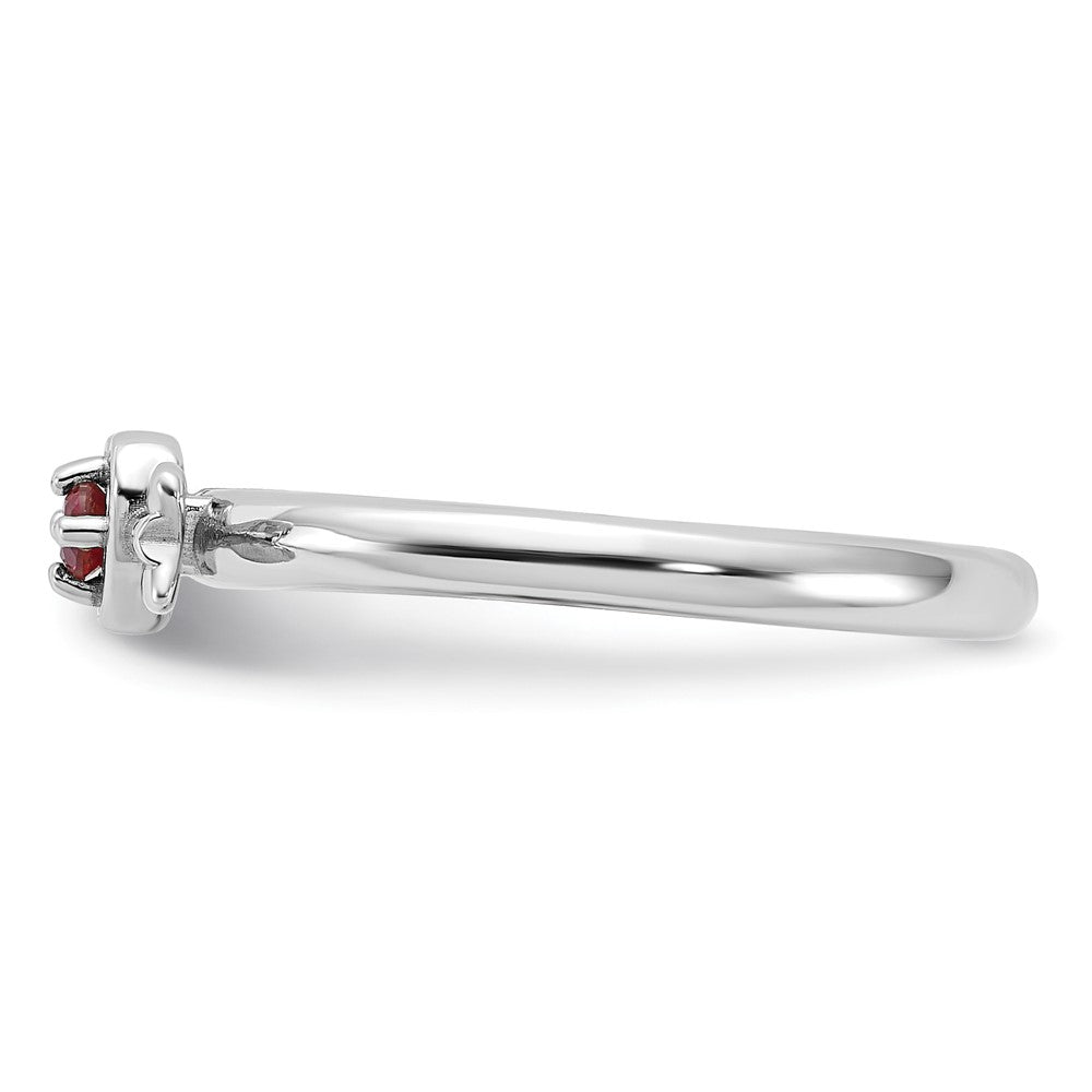 Sterling Silver Stackable Expressions Rhodium-plated Created Ruby Heart with Arrow Ring Size -8