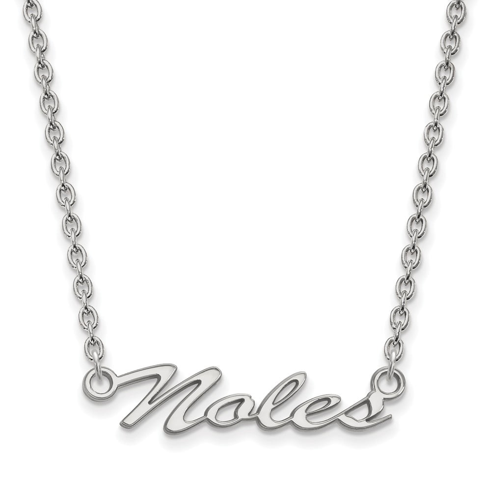 Sterling Silver Rhodium-plated LogoArt Florida State University Noles Script Medium Pendant 18 inch Necklace Q-SS082FSU-18
