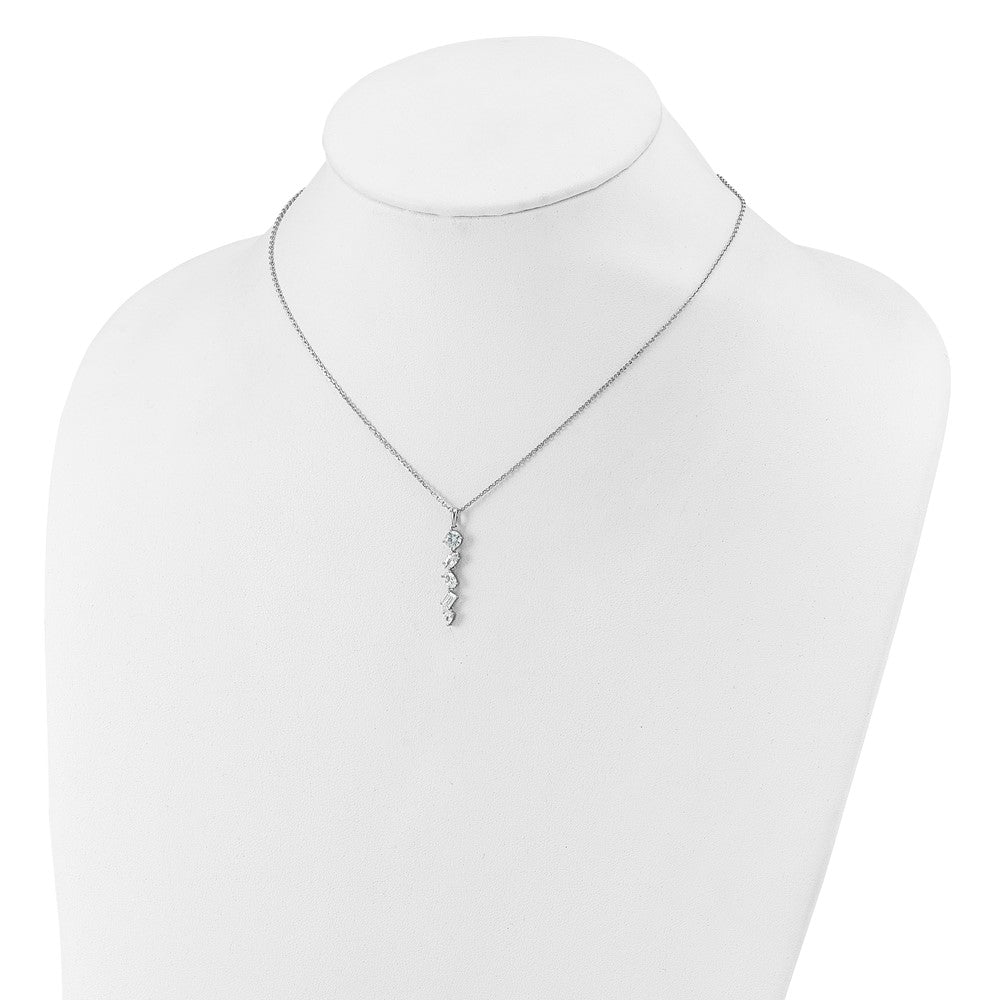 Cheryl M Sterling Silver Rhodium-plated Polished Fancy Multi-cut CZ with 2 Inch Extension Necklace 16 Inches