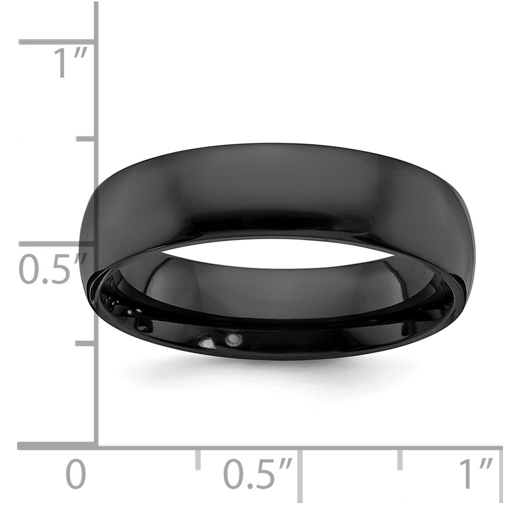 Black Zirconium Polished 6mm Band Size - 7.5