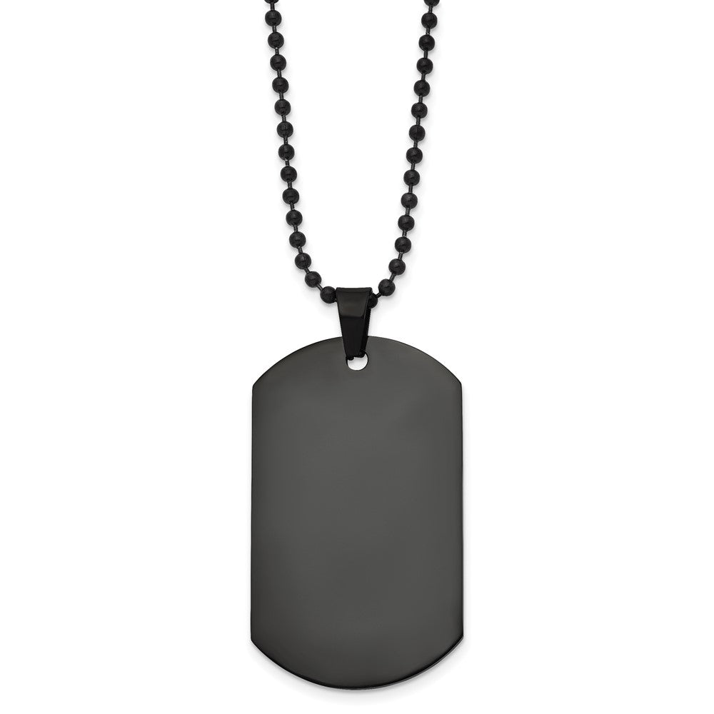 Stainless Steel Polished Black IP-plated Dog Tag 20in Necklace