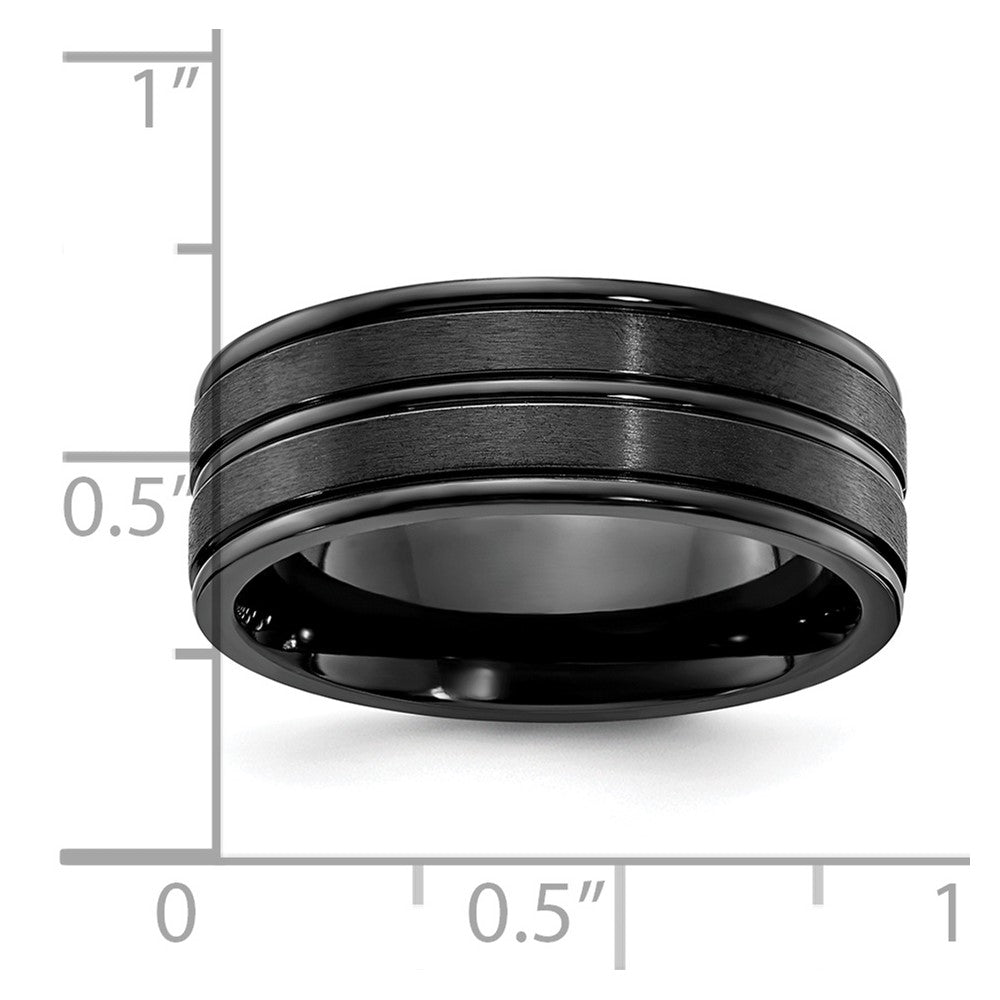 Titanium Black IP-plated Brushed and Polished 8mm Band Size - 12.5