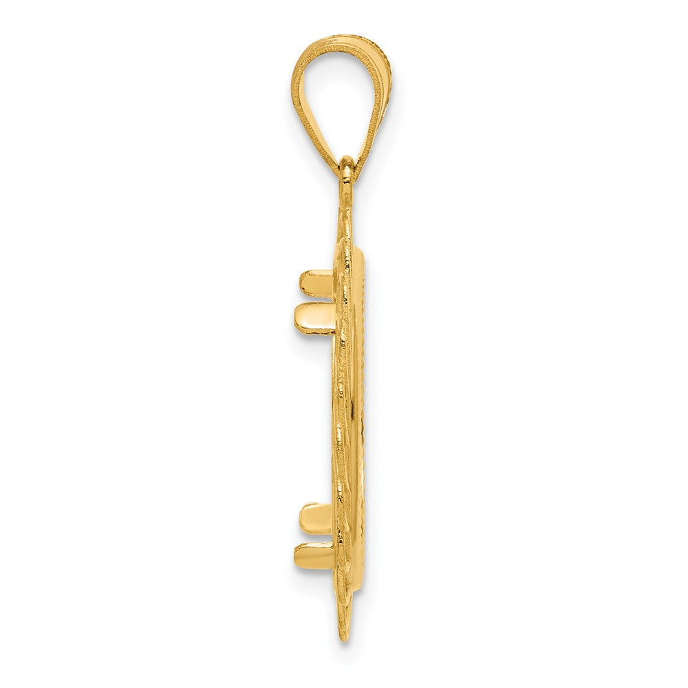 14k Diamond Cut Tilted with 16.5mm Prong Coin Bezel Pendant