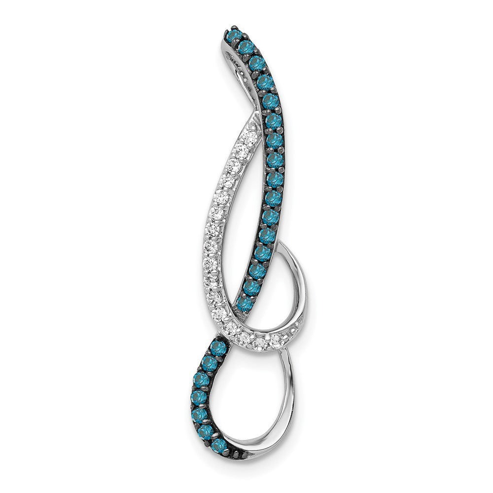 14k White Gold 1/4ct. Blue and White Diamond Fancy Chain Slide