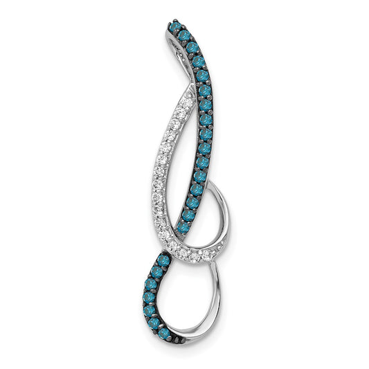 14k White Gold 1/4ct. Blue and White Diamond Fancy Chain Slide