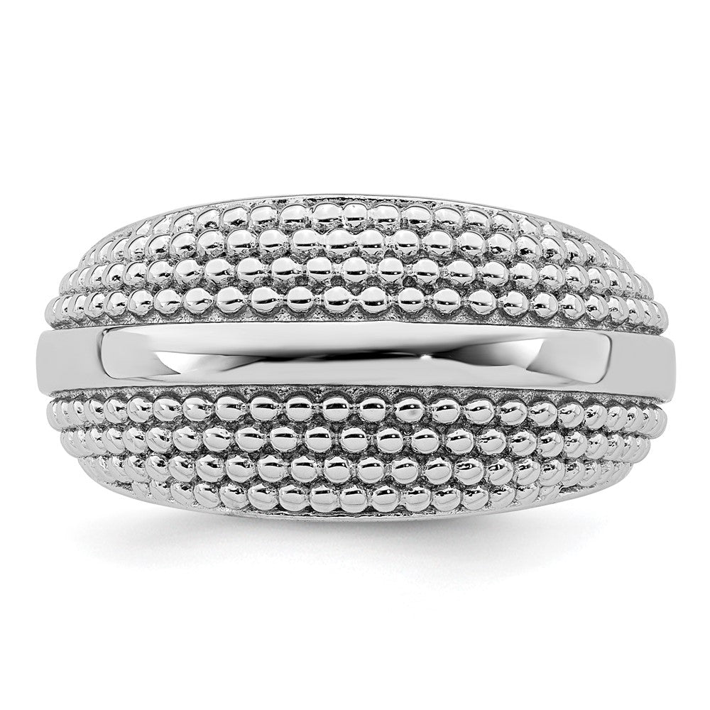 Sterling Silver Rhodium Plated Textured Ring