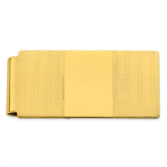 Gold-Plated Kelly Waters Hinged Engravable Grooved Money Clip