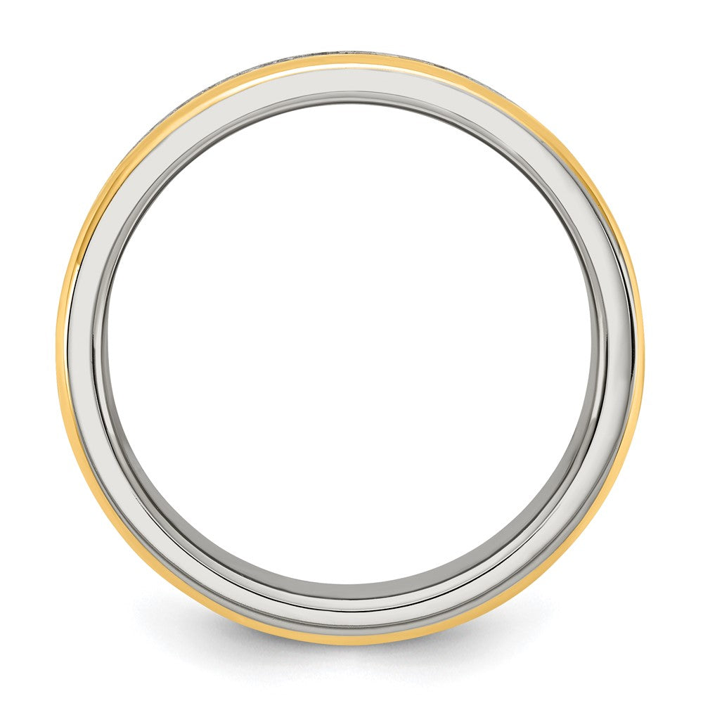 Stainless Steel Brushed & Polished Yellow IP Lord's Prayer 8mm Band Size - 8