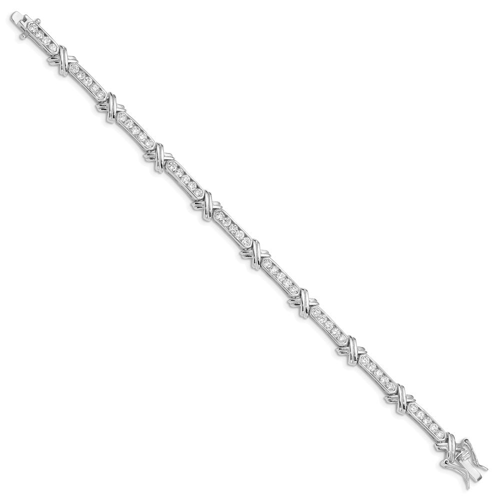 Sterling Silver Rhodium-plated CZ  -X- Bracelet 7 inches