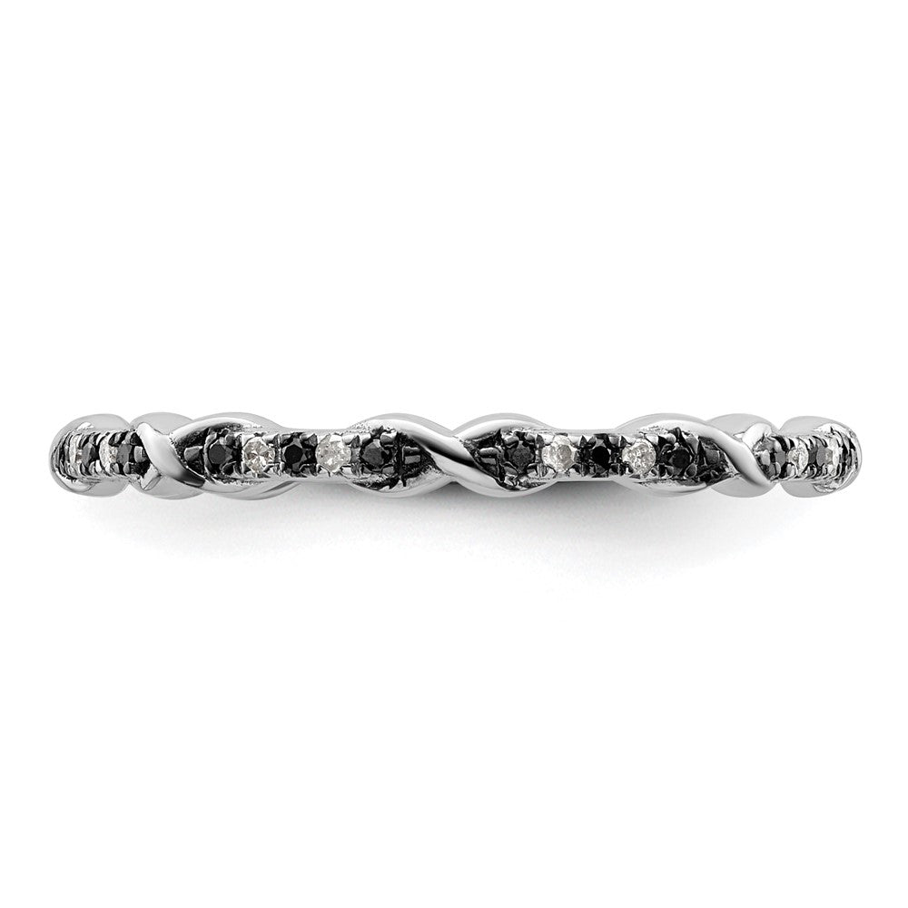 Sterling Silver Stackable Expressions Black & White Diamond Ring Size -8