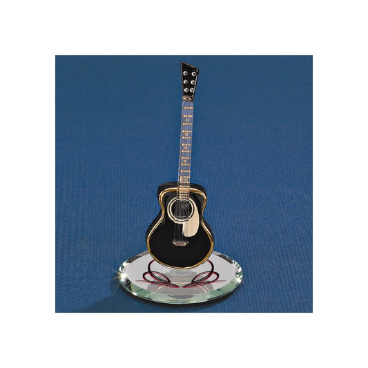 Black Acoustic Guitar Glass Figurine