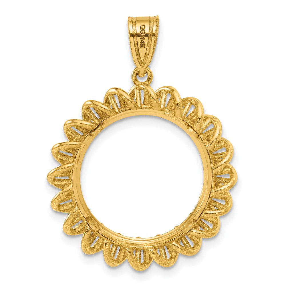 14k Polished Tight Singapore with 16.5mm Prong Coin Bezel Pendant