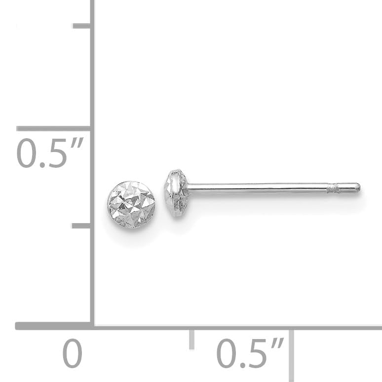 14K White Gold 3mm Puff Circle Stud Earrings